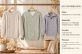 Vintage Aran Cable Knit Cardigan Sweater Pattern, Worsted Yarn (PDF Download)