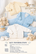 Baby Cardigan Knitting Pattern – Easy Knit 4-Ply Sizes 12-22" (PDF Download)