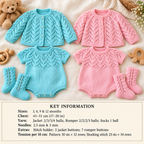 Baby Lacy Jacket ~ Romper Suit & Matching socks Sport weight (5 ply) Baby quick knit yarn Fits 3- 12 months  Knitting pattern -Download PDF