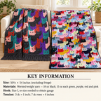 Vintage Crochet Blanket Afghan Cats Kittens 50" x 54" - Worsted 10Ply Yarn ~ Crochet Pattern PDF Instant download