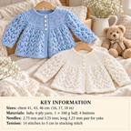 Vintage Baby Matinee Coat Knitting Pattern, Lace Yoke (PDF Download)