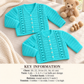 Baby Crochet - Round and V neck Cardigans in 4 Ply  Fingering wool- 20 - 24" chest  Crochet Pattern- Download PDF