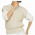 Knitting Pattern Ladies Teens Cable Slipover Chunky 30–40 in  Odpins knitting pattern for a loose-fitting, V-neck cable slipover