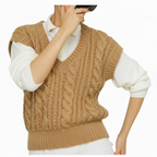 Knitting Pattern Ladies Teens Cable Slipover Chunky 30–40 in  Odpins knitting pattern for a loose-fitting, V-neck cable slipover