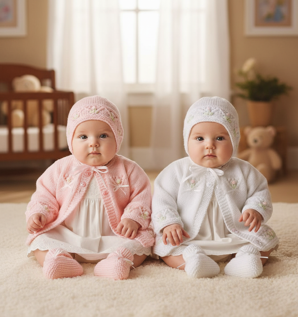 Baby Jacket with Bobbles  Hat &  boots- socks-Boys Girls Toddler DK ( 8PLY ) Premature  14" - 20"   Knitting pattern  Download PDF