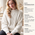 Woman's round  neck  cable sweater jumper ~ pullover  32"-46"  aran (10 ply) weight yarn ~knitting pattern pdf downloadable
