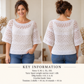 Crochet Pullover Pattern – Women's Short Sleeve Top (Size 30-46) (PDF Download)