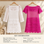 Woman's lacy crochet-top- sweater - long and short sleeves- dk 8 ply cotton yarn- fits bust 32-42" ins- instant download crochet pdf