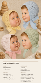 Baby Vintage Bonnets- Knitting patterns- Birth- 12 months various wools