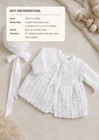 Vintage Baby Matinee Cardigan Bonnet Crochet Pattern, 3ply (PDF Download)