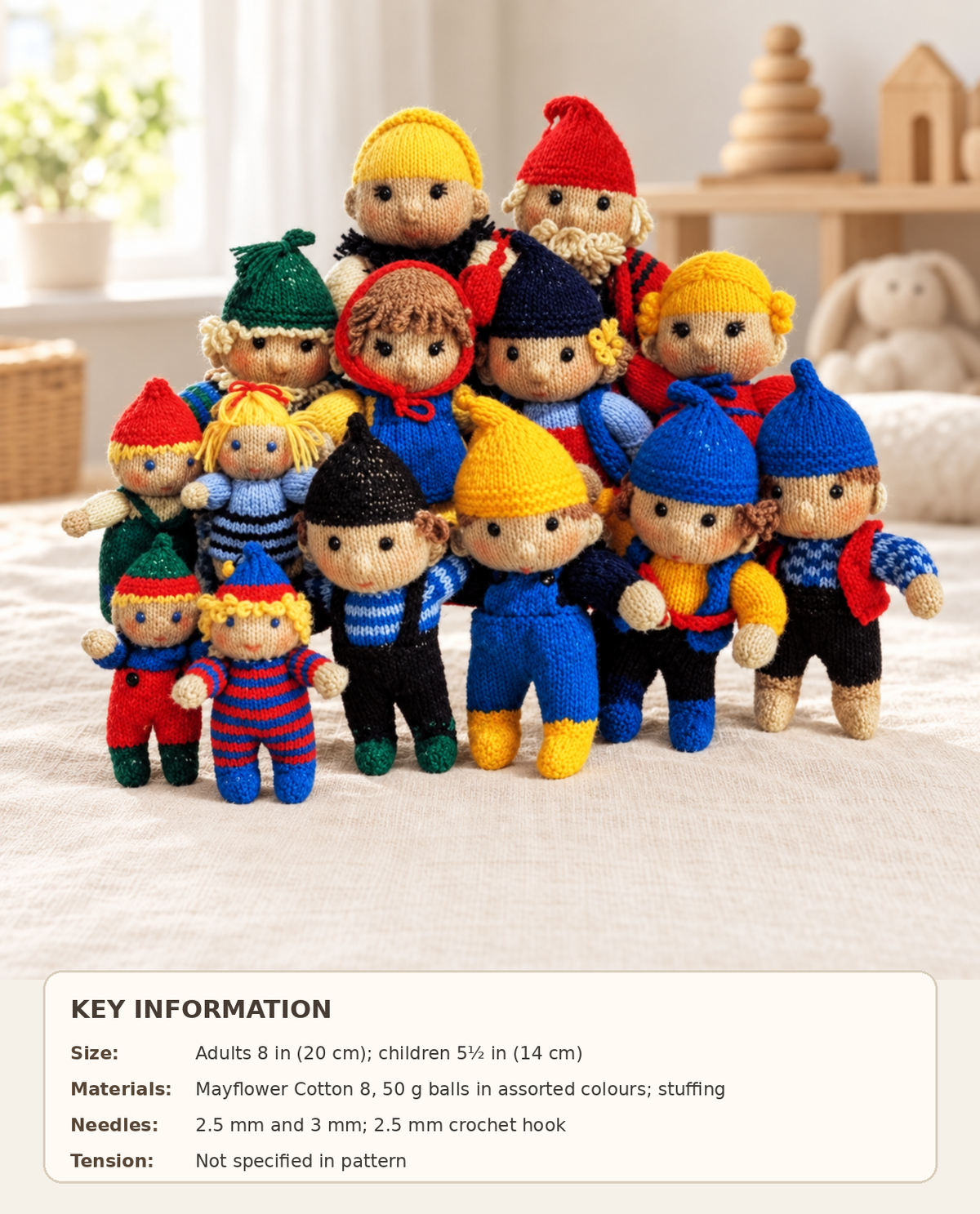 Elf Dolls to Knit - Toys-Man Doll- Woman Doll-Child-Baby doll-Knitting Pattern-  download PDF  Sport weight or 4 ply yarn- 5.5" - 8" tall