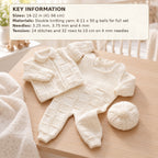 Baby Knitting Pattern for Cable Knit Cardigan Pants Hat Set (16-22 Inch)DK 8ply