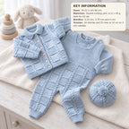 Baby Knitting Pattern for Cable Knit Cardigan Pants Hat Set (16-22 Inch)DK 8ply