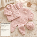 Baby Knitting Pattern for Cable Knit Cardigan Pants Hat Set (16-22 Inch)DK 8ply