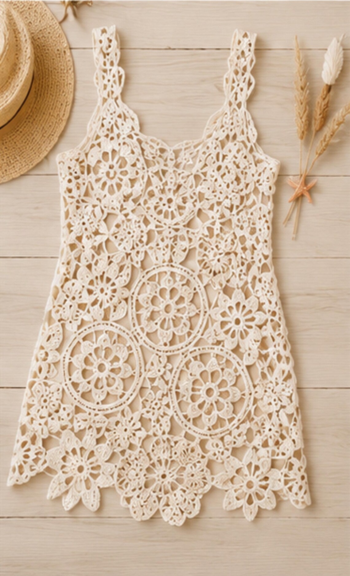 Ladies Crochet Pattern Floral Lace Dress & Summer Top 4 Ply PDF 34" Bust