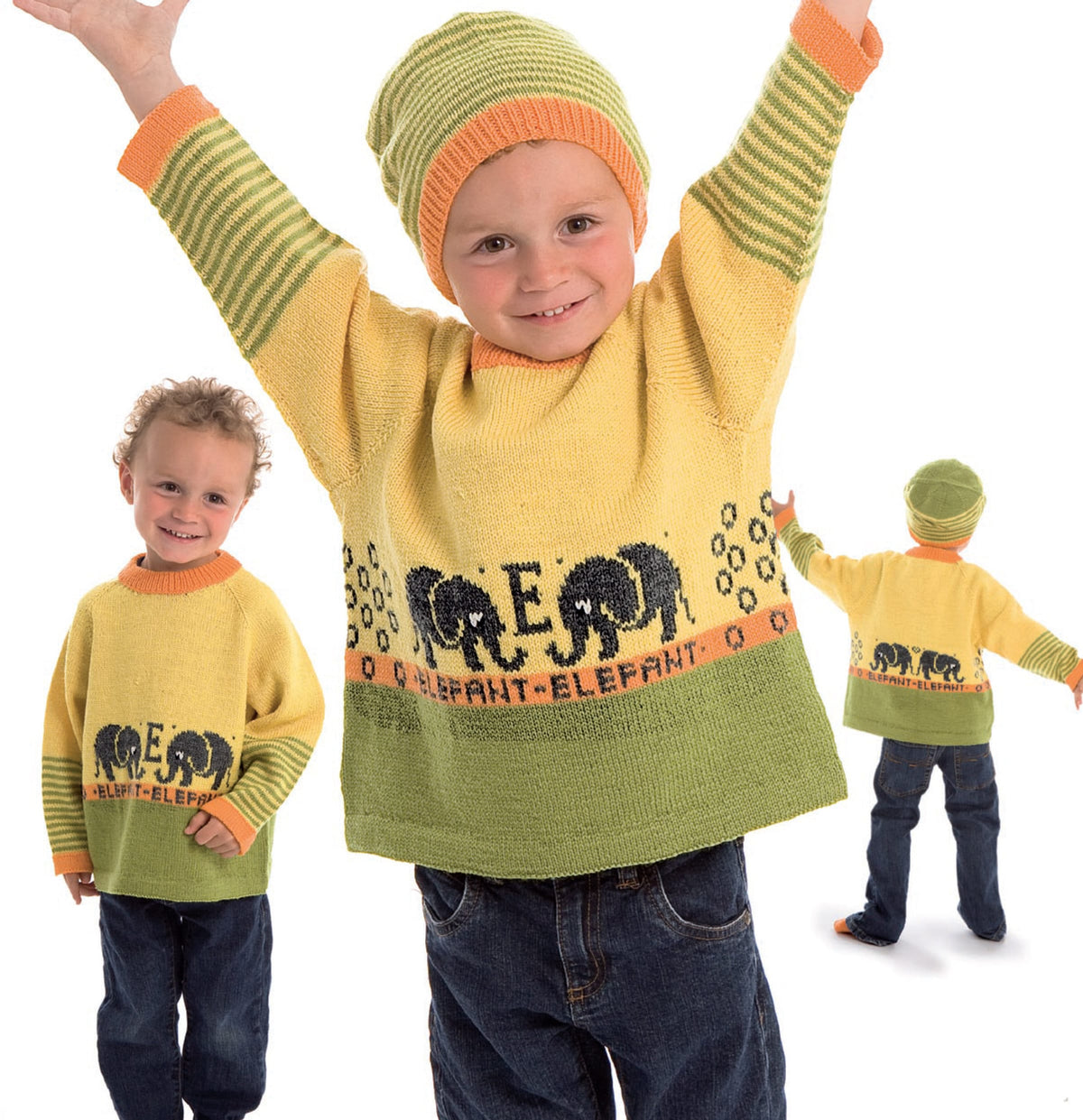 Childs  Icelandic, Elephant  sweater-Jumper and Cap-Hat - Knitting Pattern, ,Instant Download PDF- see images for further information