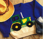 Tractor Sweater Knitting Pattern – Aran Wool Baby Children 22-28" (PDF Download)