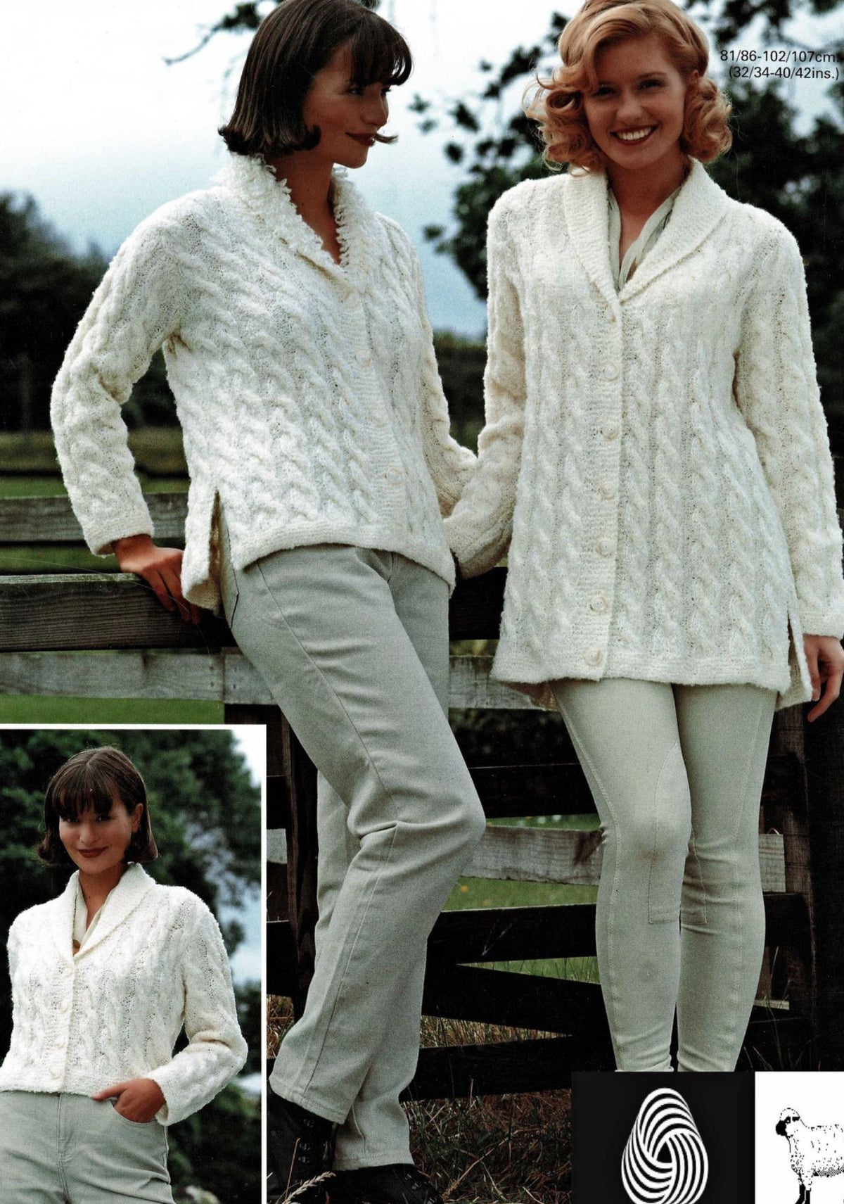 Woman's Cable Jackets- 3 lengths to knit in Aran- 10 Ply wool- Chest 32 up to 42 inches- download PDF