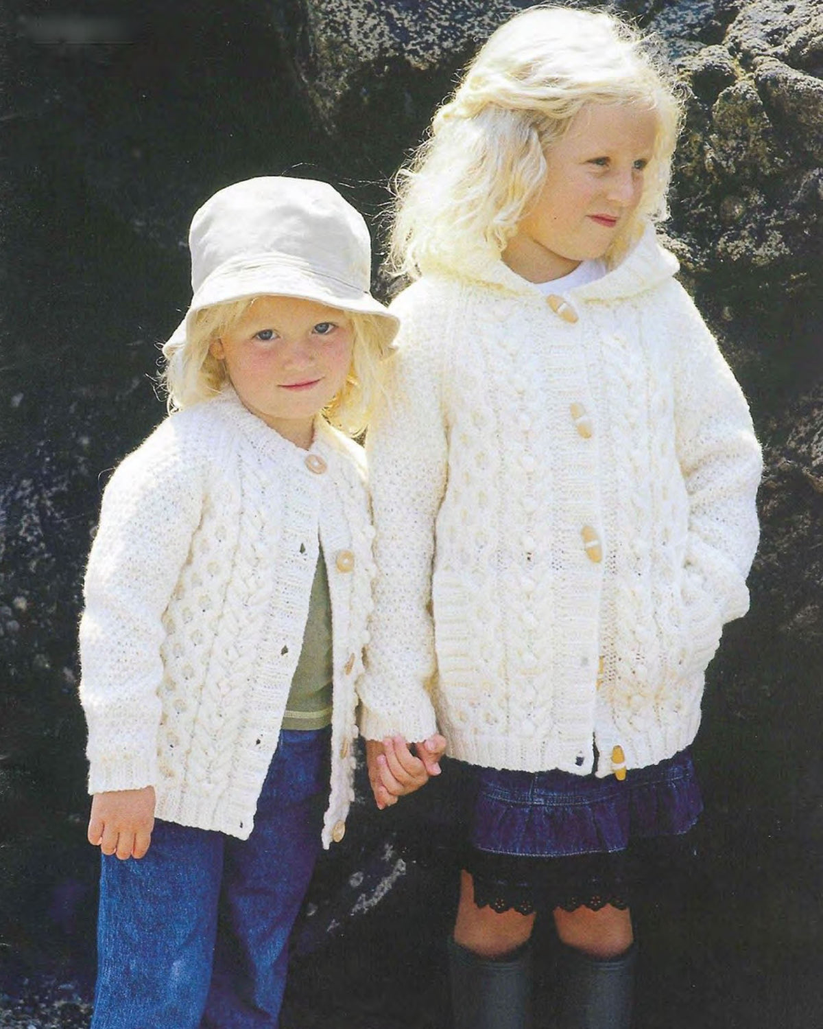 Vintage Childs Aran Cardigan Knitting Pattern, Hooded & Round Neck (PDF Download)