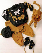 Toddler Jungle Animals Knitting Pattern – Giraffe, Lion, Zebra Sweater, Pants, Hat (PDF Download)