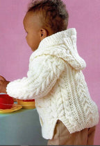 Boys Girls Hooded Long cable Jacket Coat/ Cardigan Knitting Pattern Aran 18 - 28 in 3mths - 8 years Downloadable PDF