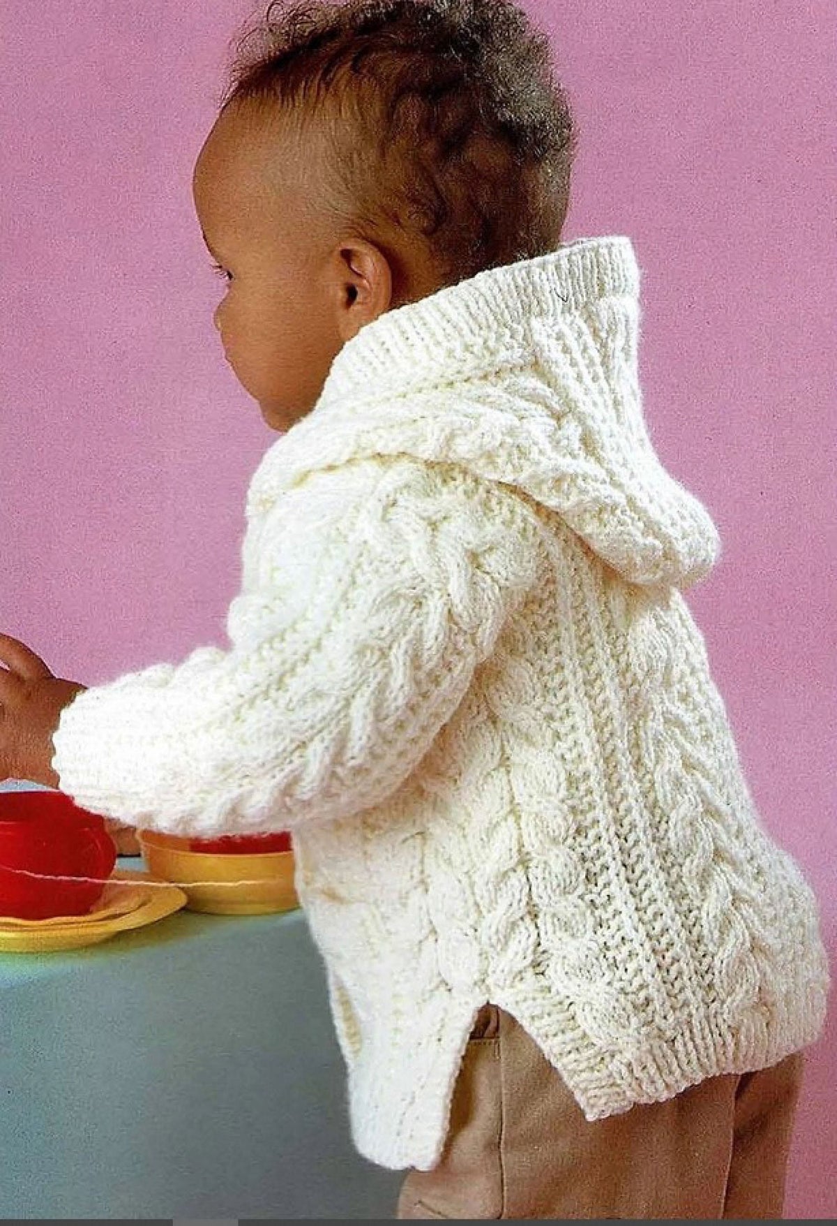 Boys Girls Hooded Long cable Jacket Coat/ Cardigan Knitting Pattern Aran 18 - 28 in 3mths - 8 years Downloadable PDF