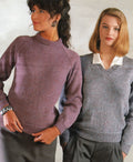 Ladies Easy Knit Classic Raglan Crew & V-neck Raglan Sweaters  Knitting Pattern DK 32-42" chest Download PDF