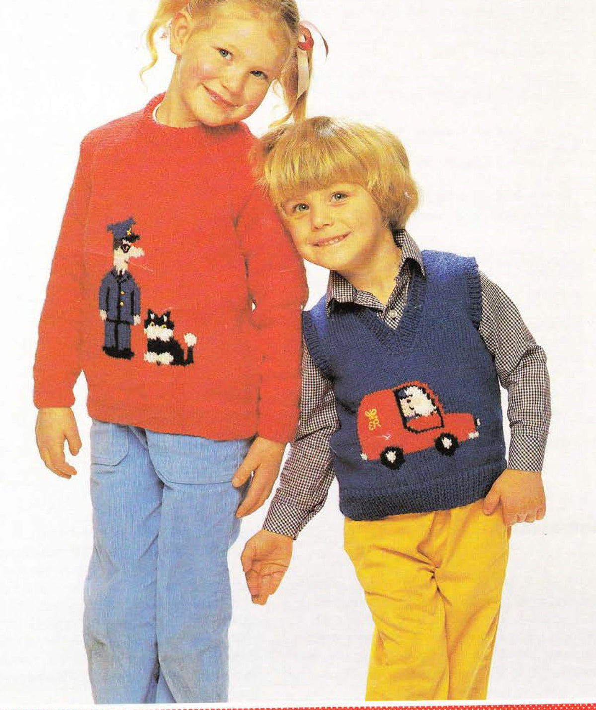 Boys - Girls  Post Man Pat  Sweater- Jumper &  Tank top- slipover- DK -8 ply- fits 20 - 28" chest- Download PDF Knitting pattern