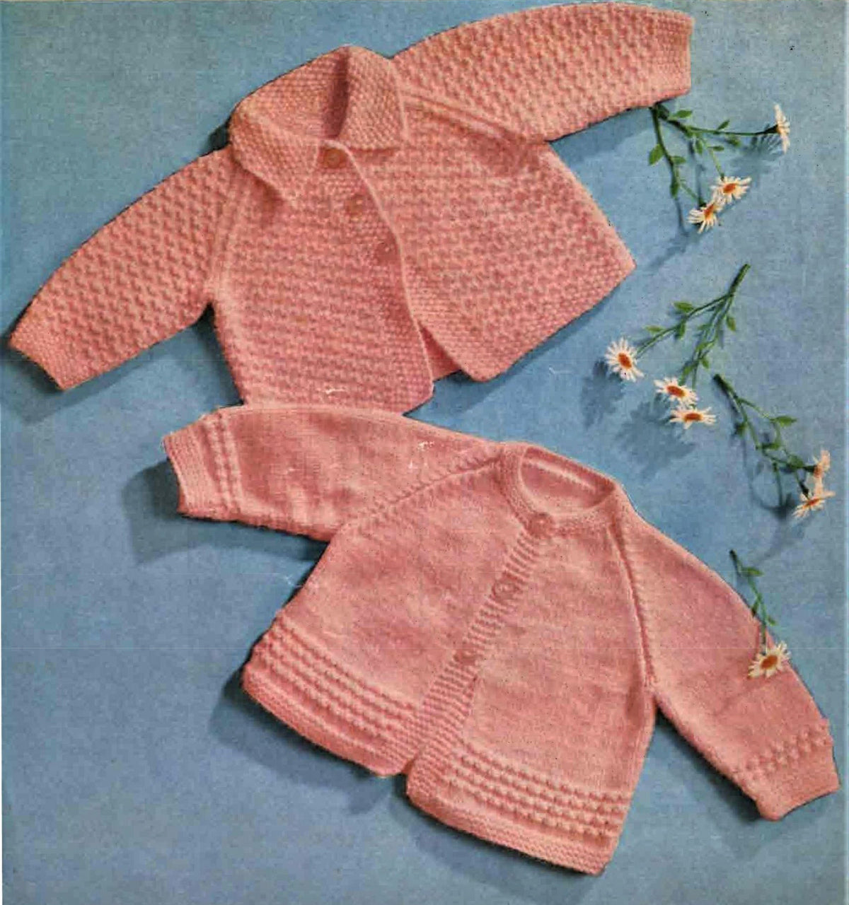 Easy  Beginners Baby Cardigans Round Neck Raglan sleeved Collar  18 - 22" DK 8 Ply Light Worsted Knitting Pattern pdf Digital Download