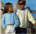 Easy Knit Aran Sweater Round Roll Neck Drop Shoulder Short Long Boys Girls 22-32" Aran 10 Ply Worsted Knitting Pattern pdf Instant Download
