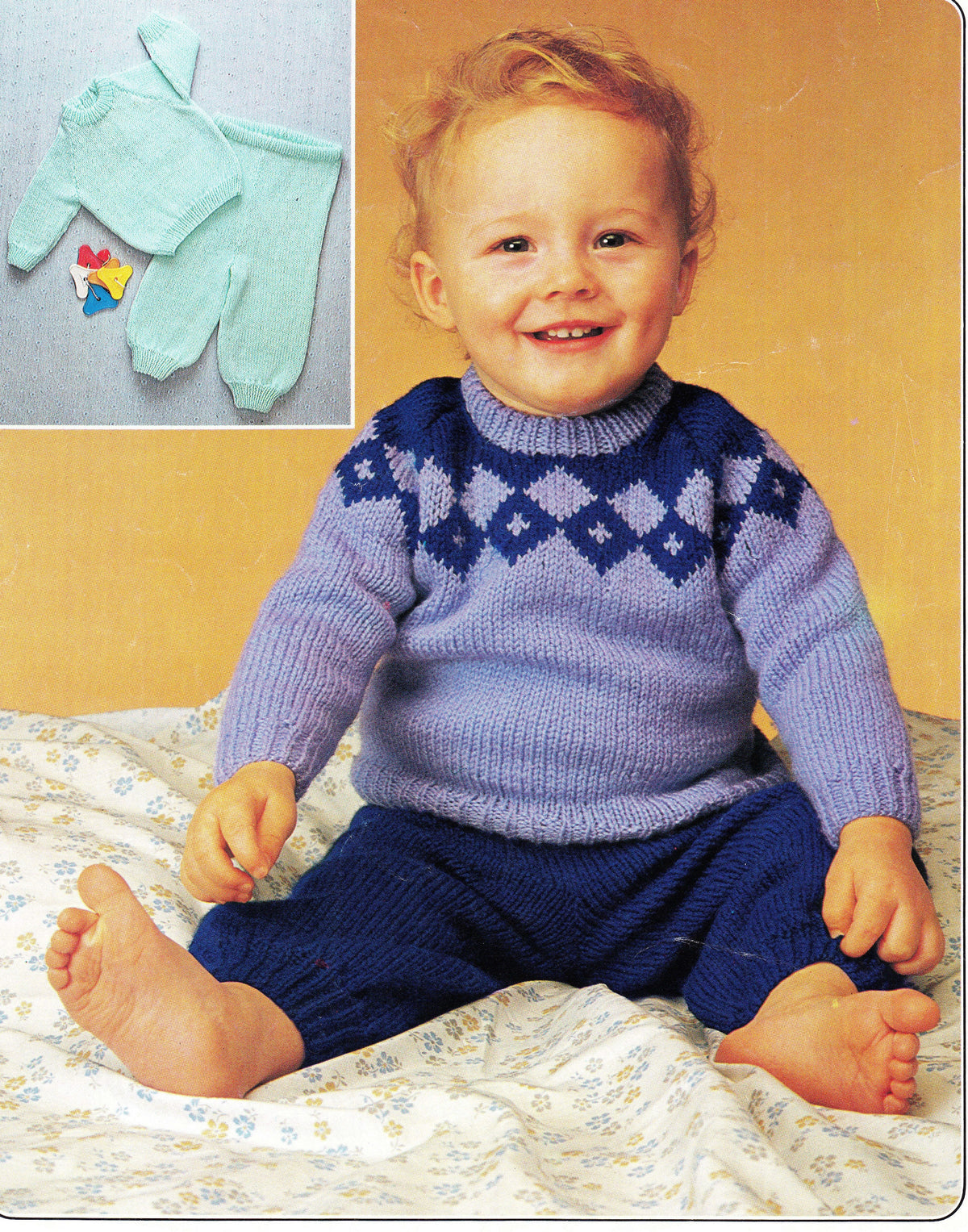 Easy Knit Babies & Toddlers Plain - Patterned Jumpers - and Footless leggings- trousers Knitting Pattern- 8ply- DK