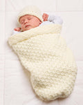 Easy Baby Cocoon Bunting Sleeping Bag & Hat 0-3 mths ~Easy Aran 10 Ply Worsted Crochet Pattern PDF Instant Download