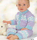 Easy Boy Girl  Baby Patterned Cardigan Jacket & Knitted Trousers DK-8ply Light worsted, chest 16" - 20". Knitting Pattern Download PDF chart