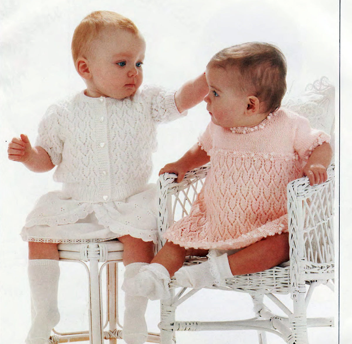 Baby Girl- Short sleeved Lacy Bobble yoke dress & Cardigan 4 ply (Fingering) Yarn Fits  18-20" -Knitting pattern  Download PDF