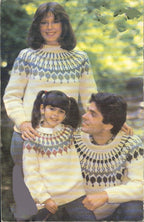 Family Yoked Icelandic style Sweaters- Knitting Pattern, Fair Isle, Women's, Men's, Children  Chunky Bulky wool -Instant Download PDF 26-42"