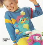 Childs-  Popples jumper sweater Knitted in DK- 8 ply Light worsted wool- 22" - 28" - Knitting pattern Download has chart