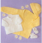 Baby Girl- easy Cardigans ~ Bootees & Hat in DK 8ply Light  Worsted yarn ~14-22" - Knitting pattern  Download PDF