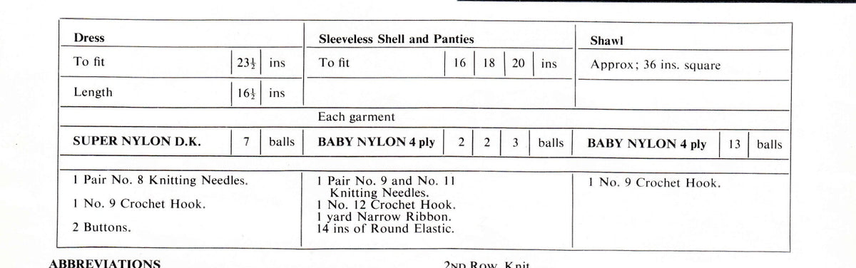 Knitted Baby Shell dress with picot edges, Vest & Pants + Crochet shell shawl- 4ply or DK 8 ply wool- 16 - 20" chest, Knitting /Crochet PDF