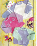 Easy Knit Child's  Toddlers Plain  & Heart Patches  Jumpers -Knitting Pattern- DK 8Ply Light Worsted yarn 20 - 30"  PDF- Digital Download