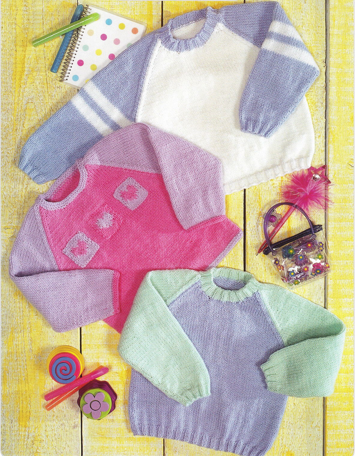Easy Knit Child's  Toddlers Plain  & Heart Patches  Jumpers -Knitting Pattern- DK 8Ply Light Worsted yarn 20 - 30"  PDF- Digital Download