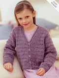 Easy Knit Girls V Neck Cardigan Childs Cardigan Childrens 22-32" ~ 2 - 13 years ~ DK Wool 8ply Light Worsted Knitting Pattern pdf Download