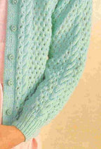 Girls Eyelet Cable  cardigan jacket round neck 22-30" 4ply fingering