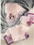 Crochet Baby Cardigan Round Neck Girls-  Plus Bonnet & Crochet blanket- pram cover 18" in 4ply Fingering wool- Crochet Pattern Download PDF