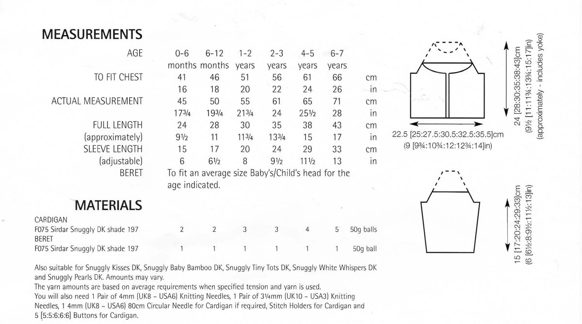 Child's - Baby- Girl Yoked Cardigan & Beret Knitting Pattern  16-26" DK light Worsted 8ply baby Knitting  Pattern Download PDF