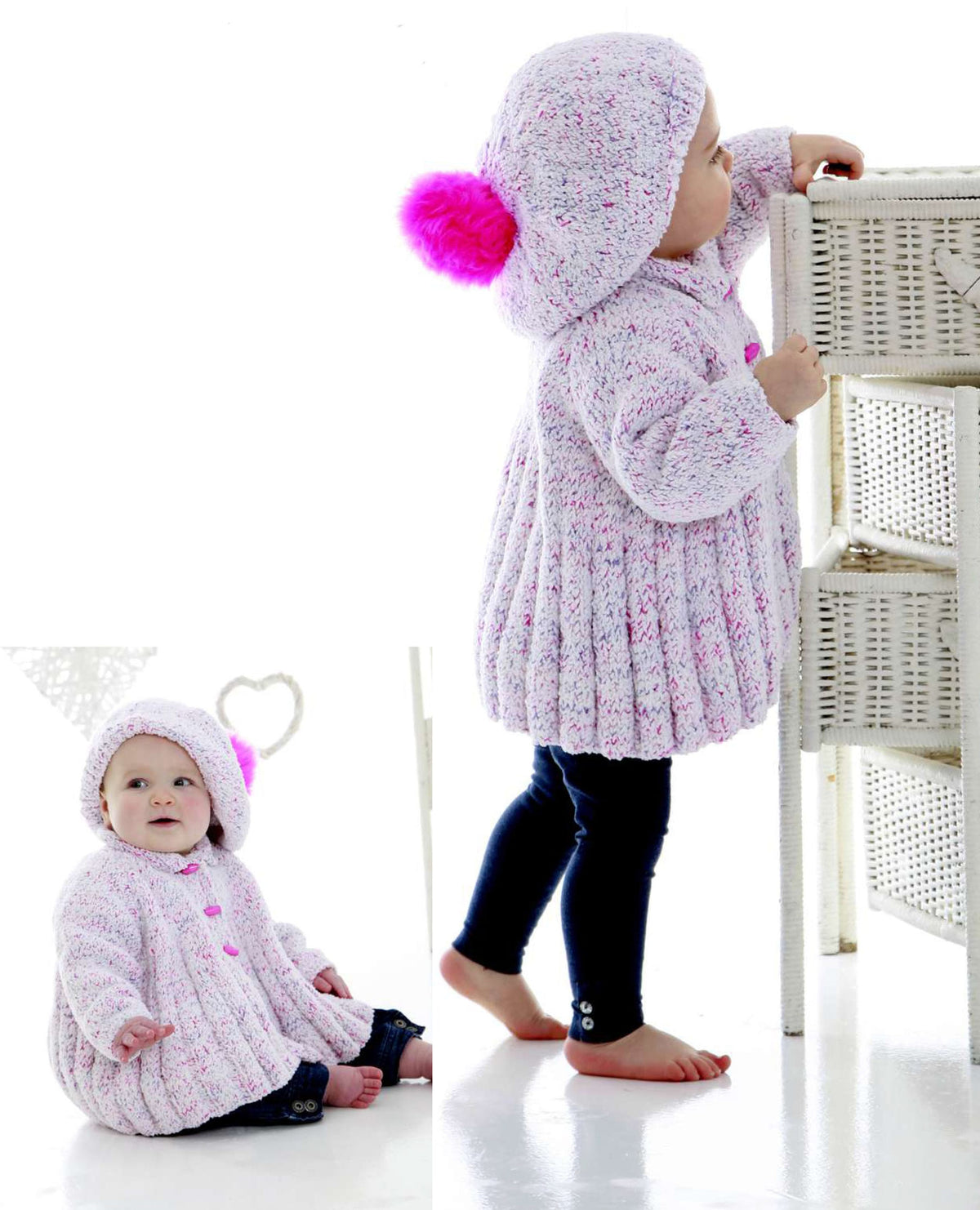 Baby Girls Swing Jacket Cardigan Coat Beret Hat Knitting Pattern Cupcake DK ( 8 ply light worsted ) 16 - 20 ins 0 - 12 mths Downloadable pdf