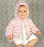 Baby Girl Hooded Cardigan easy Knit - Button front 19 -21"  DK 8PLY Light worsted wool- Knitting pattern