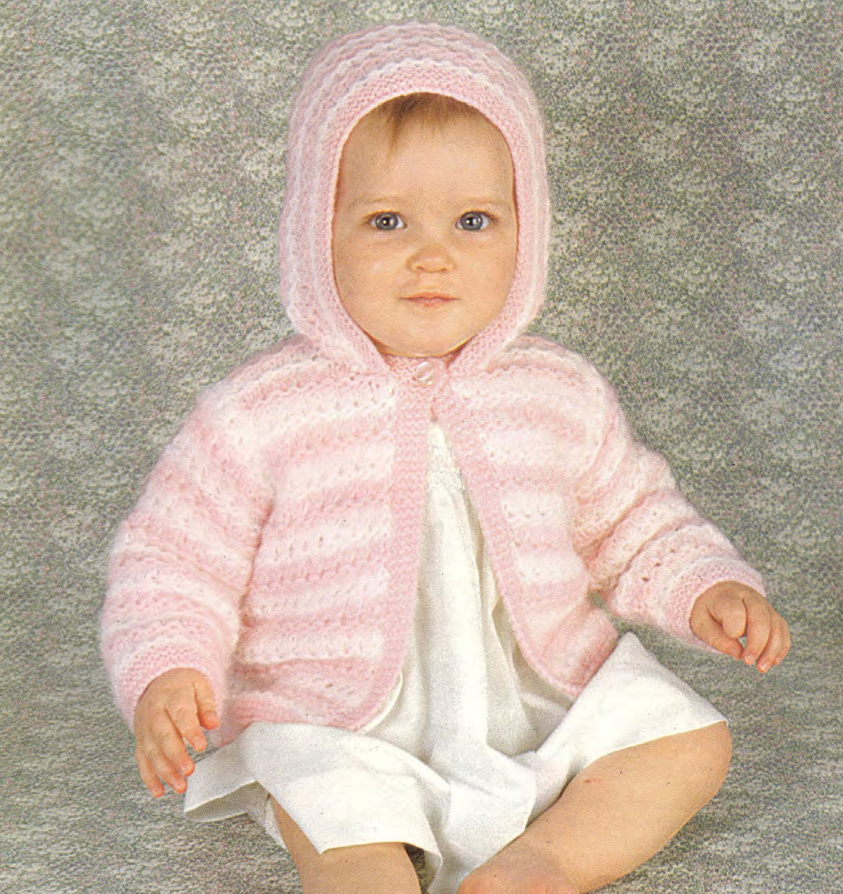 Baby Girl Hooded Cardigan easy Knit - Button front 19 -21"  DK 8PLY Light worsted wool- Knitting pattern