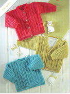 Baby V Neck- Round Neck Cardigans & Jumper 4Ply wool- 16 - 26" Birth -6 years Crochet Pattern- Download PDF