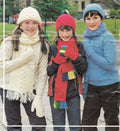 Boy Girl's Hats Scarf Mitts Plain & Cable, easy winter pattern- DK 8 ply Light worsted wool Knitting Pattern PDF