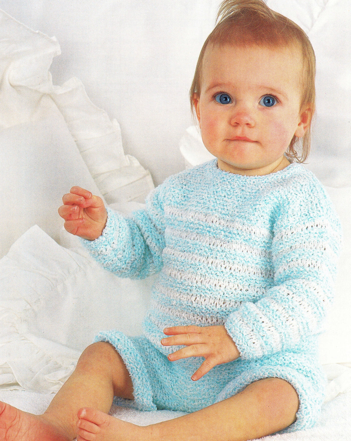 Baby Striped Jumper Sweater & Pants  16" - 20" DK 8 Ply Light Worsted Knitting Pattern PDF download Boy or Girl